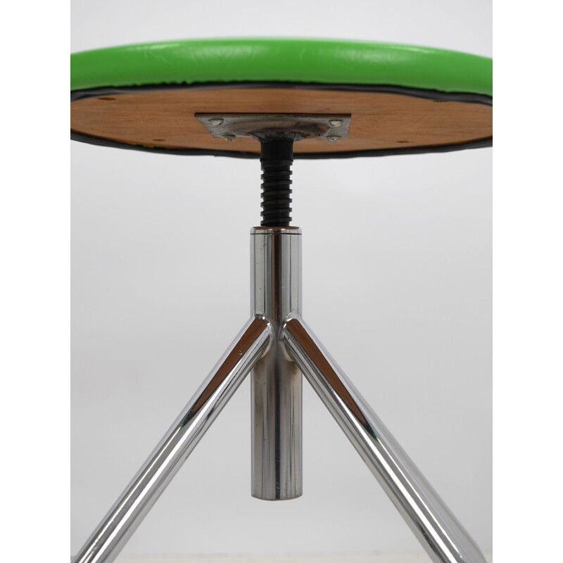 Tabouret vintage en métal vert réglable, Allemagne 1970