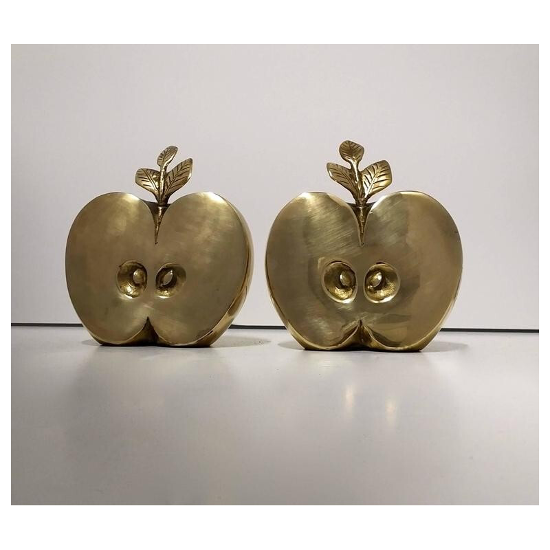 Pair of brass apples bookholder - 1970s