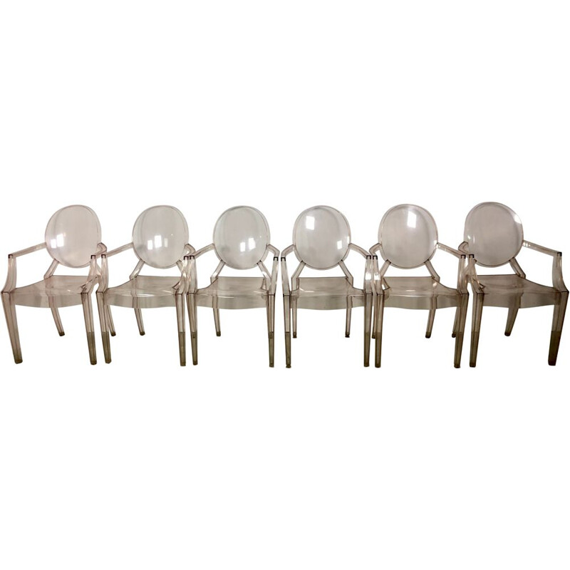lotus baas Machu Picchu Set van 6 vintage Louis Ghost fauteuils van Philippe Starck voor Kartell