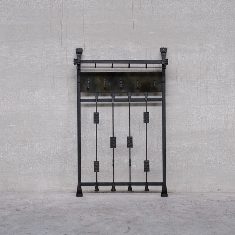 Vintage brutalist metal coat rack, Belgium 1970