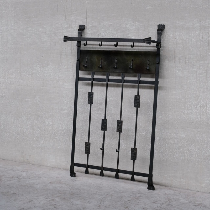 Vintage brutalist metal coat rack, Belgium 1970