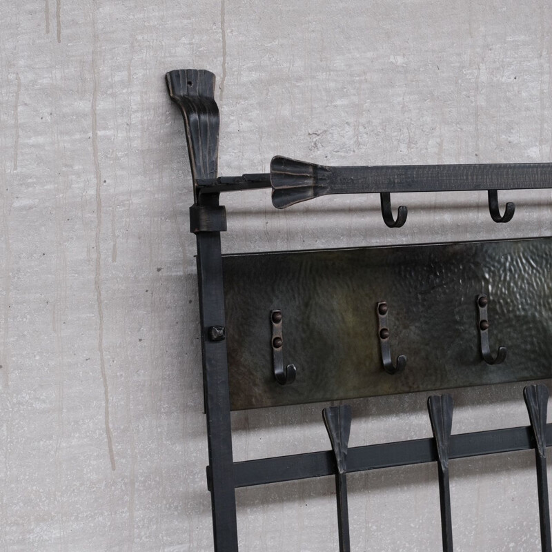 Vintage brutalist metal coat rack, Belgium 1970