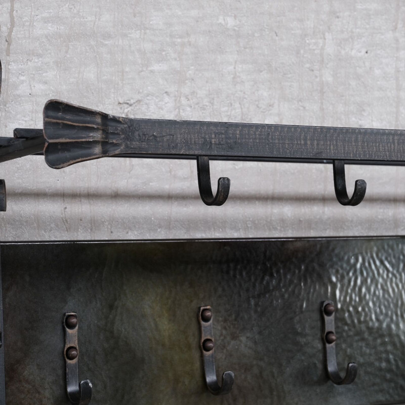 Vintage brutalist metal coat rack, Belgium 1970