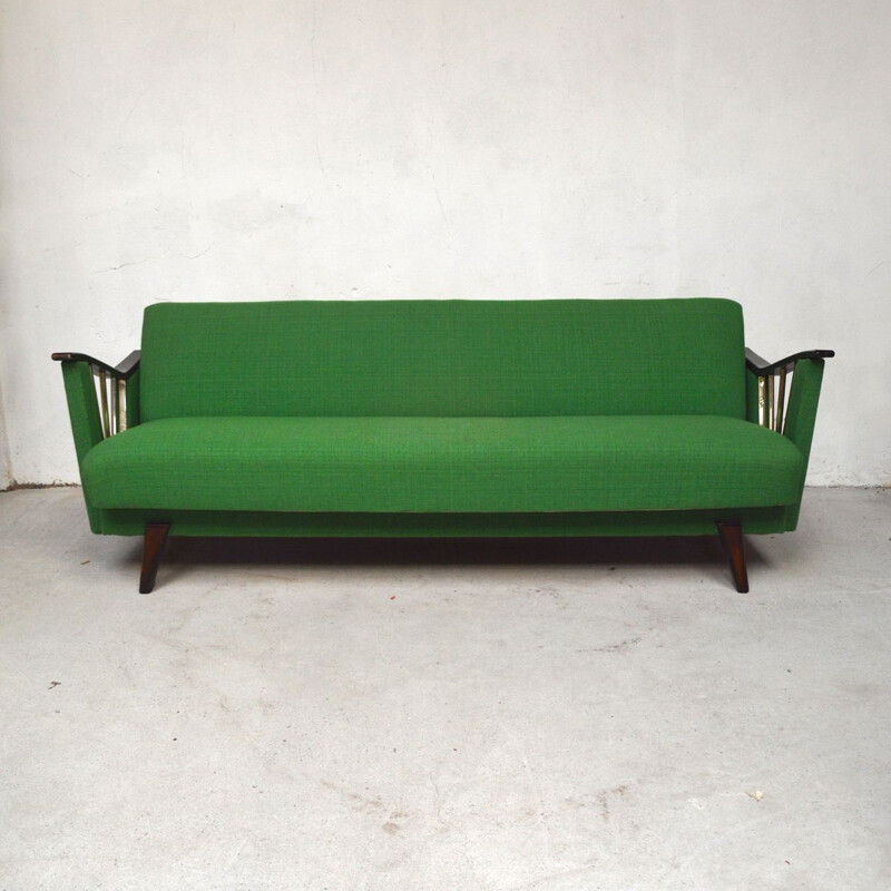 Vintage green tweed living room set, 1950