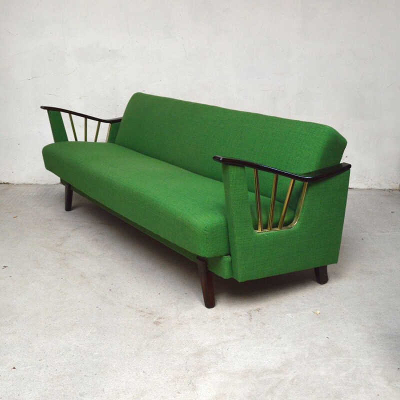 Vintage green tweed living room set, 1950