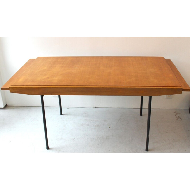 Vintage table with 2 extensions by Alain Richard, 1950