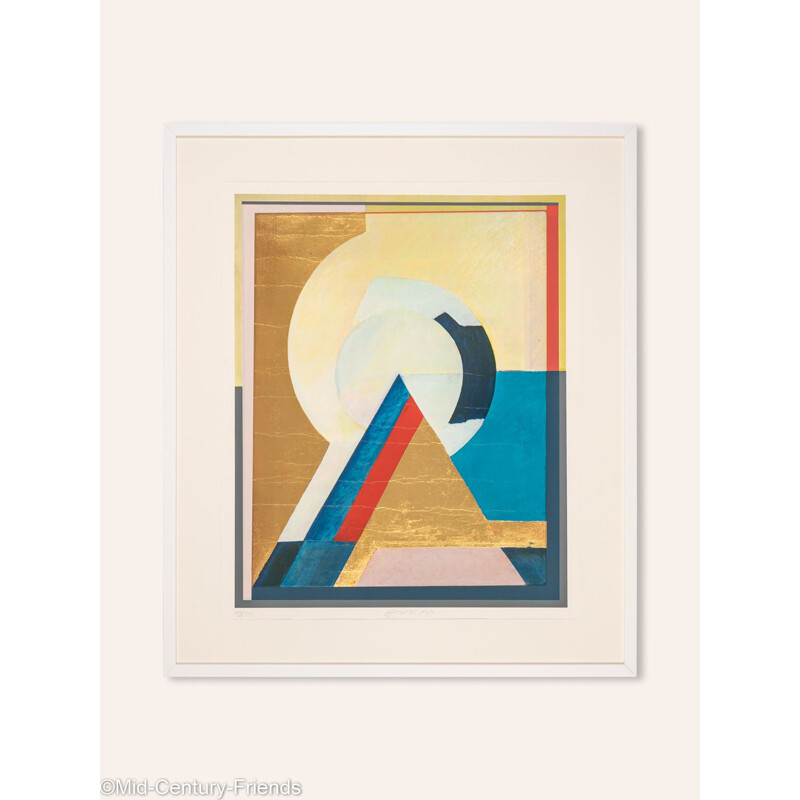 Vintage offset print "Pyramid" in a wooden frame, 1992