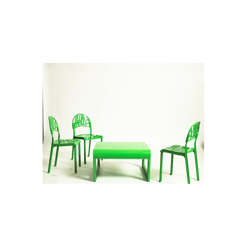 Vintage green dining set by Jeremy Harvey for Artifort