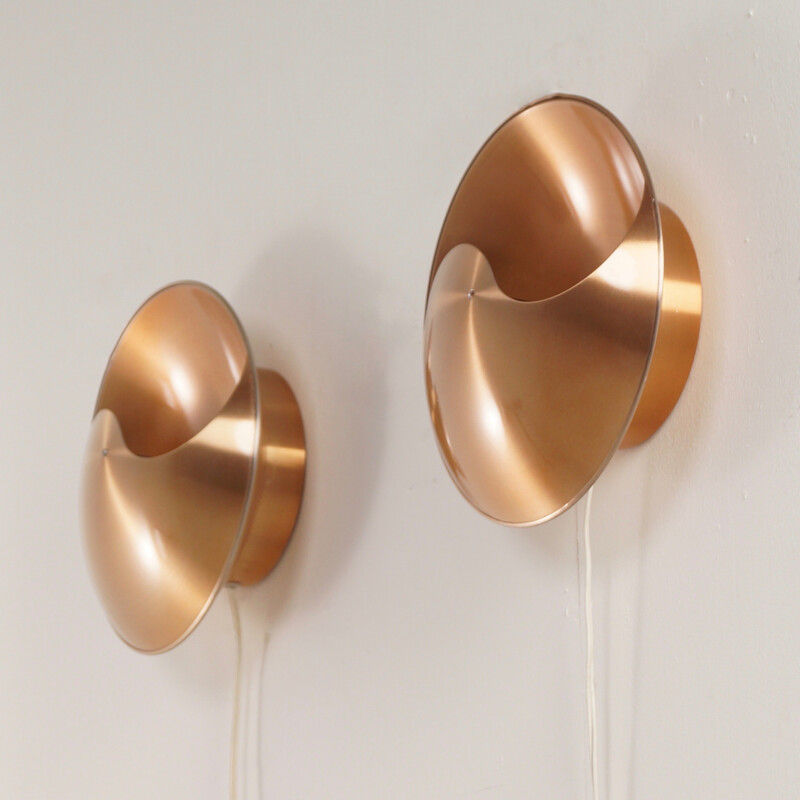 Raak "Jin Jang" wall lamps in aluminum, Hermian Sneyders de Vogel , Hermian SNEYDERS DE VOGEL - 1970s