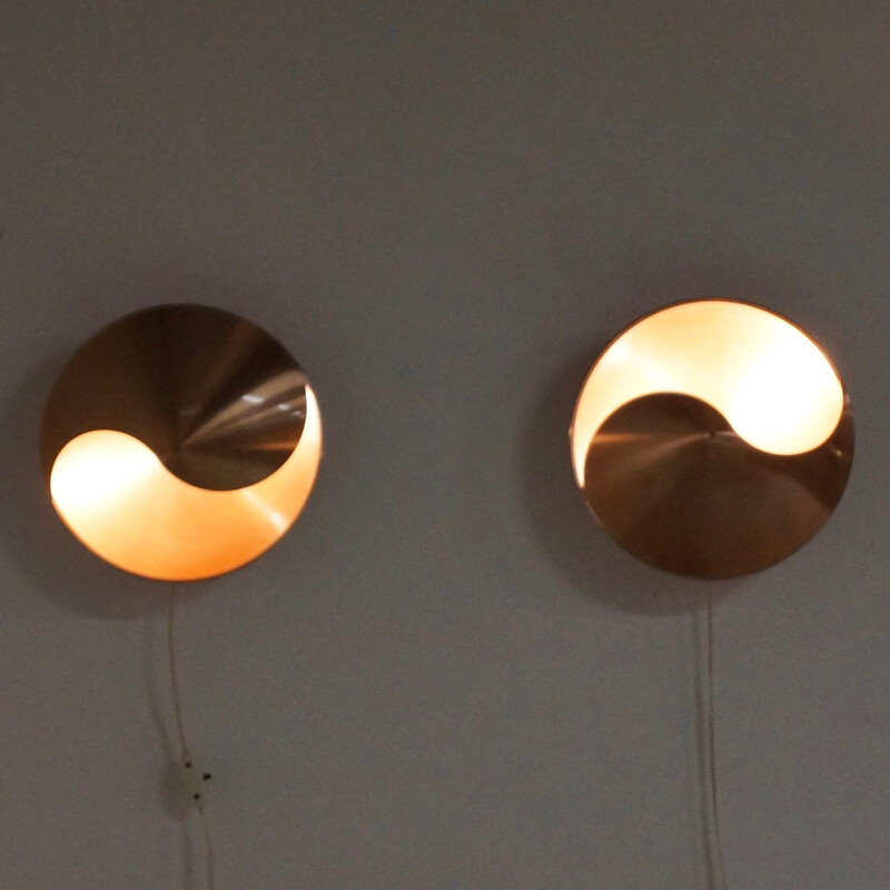 Raak "Jin Jang" wall lamps in aluminum, Hermian Sneyders de Vogel , Hermian SNEYDERS DE VOGEL - 1970s