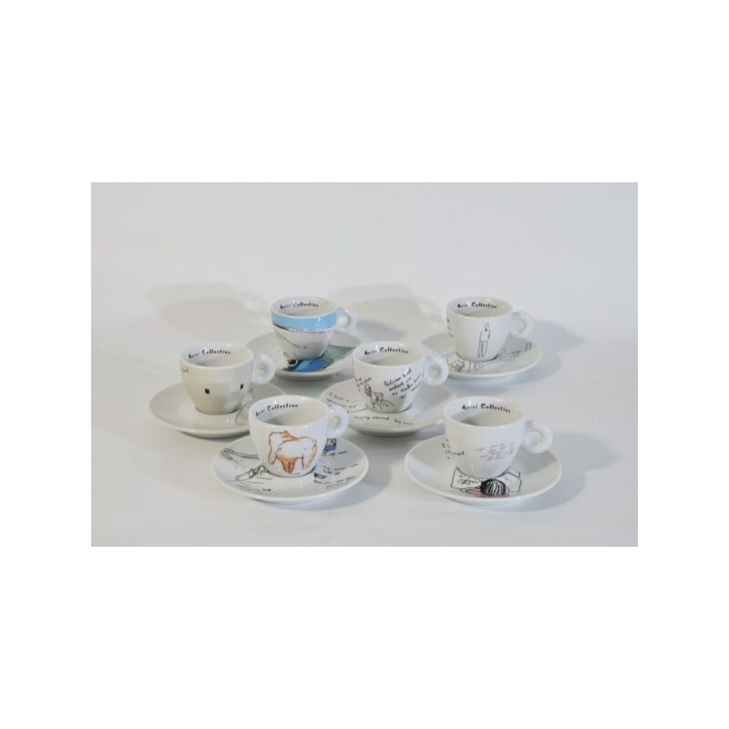 Set of 6 vintage porcelain coffee cups by Shizuka Yokomizo