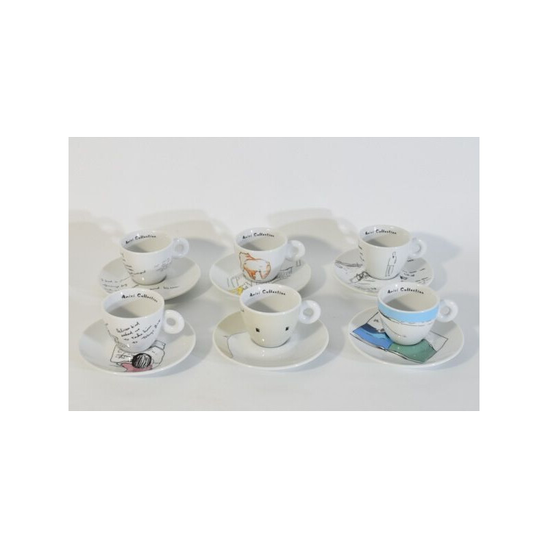 Ensemble de 6 tasses à café vintage en porcelaine de Shizuka Yokomizo