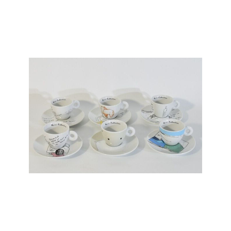 Set of 6 vintage porcelain coffee cups by Shizuka Yokomizo