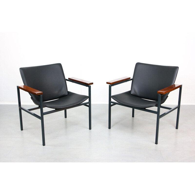 Pair of vintage beechwood armchairs and an iron profile by Niko Kralj for Stol, 1950