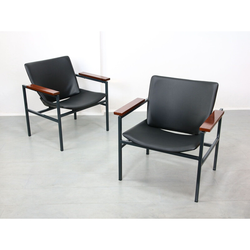 Pair of vintage beechwood armchairs and an iron profile by Niko Kralj for Stol, 1950