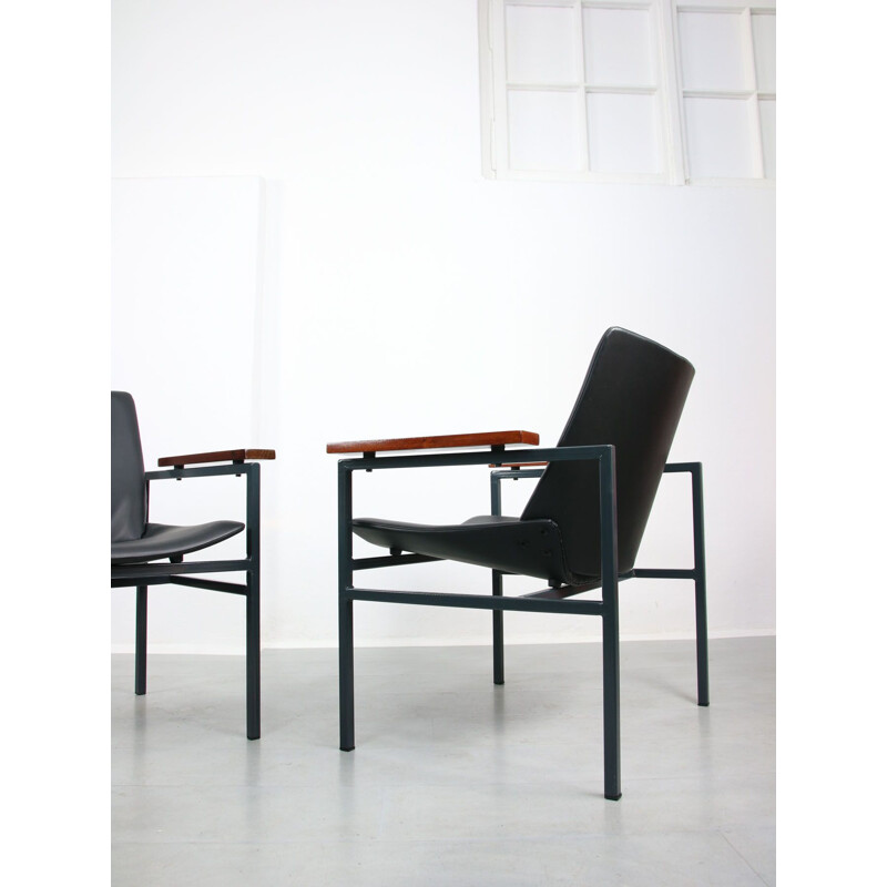 Pair of vintage beechwood armchairs and an iron profile by Niko Kralj for Stol, 1950
