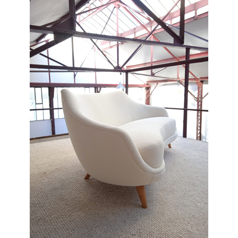 Fauteuil vintage blanc à 3 places