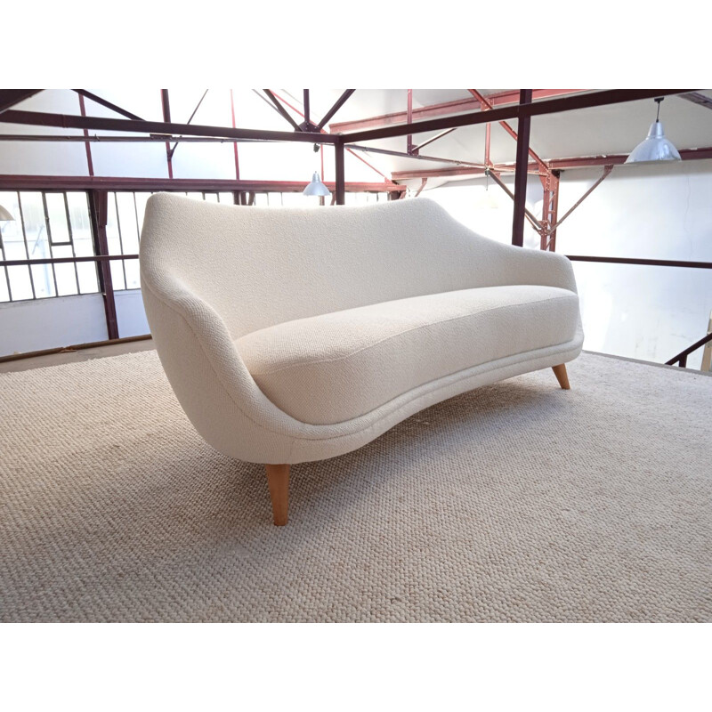 Fauteuil vintage blanc à 3 places