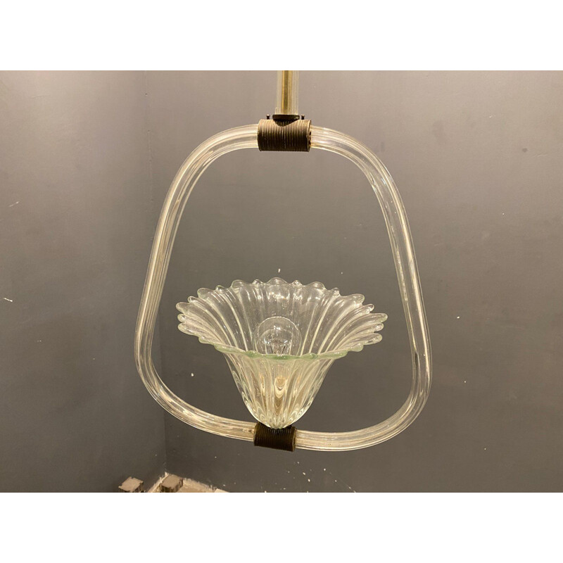 Suspension italienne vintage en verre de Murano par Ercole Barovier