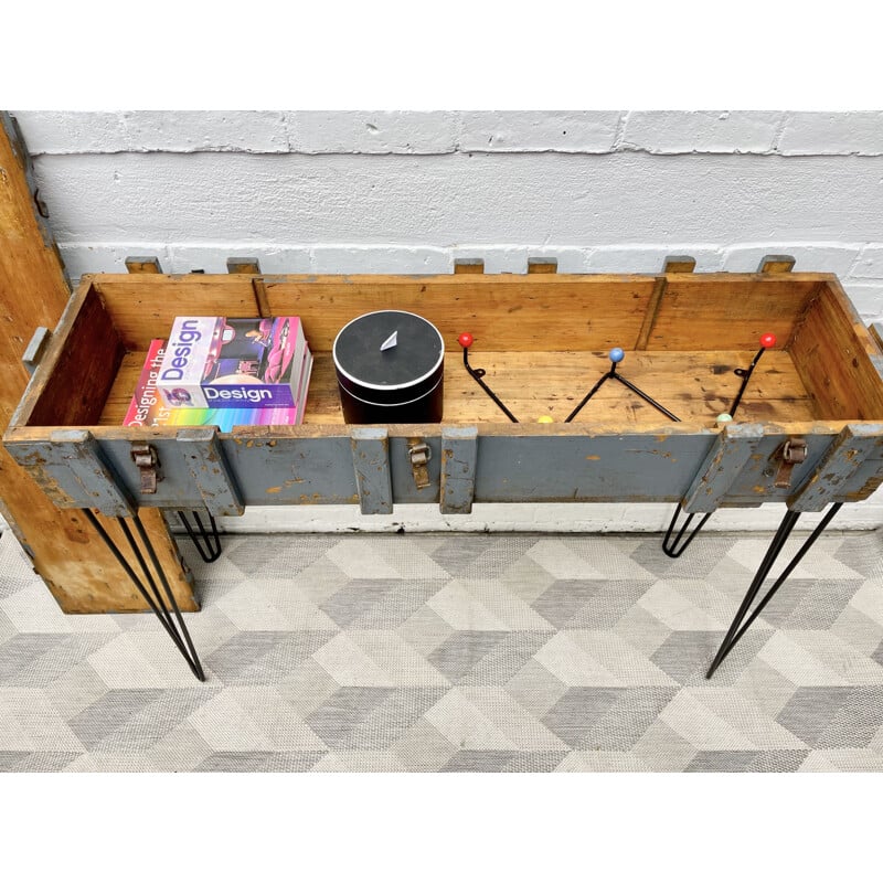 Industrial wooden military storage chest