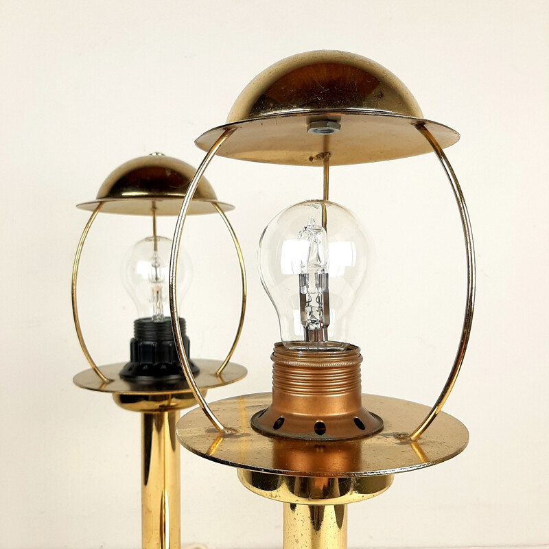 Pair of vintage gilt metal table lamps by Sijaj Hrastnik, Yugoslavia 1970