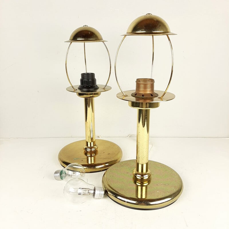 Pair of vintage gilt metal table lamps by Sijaj Hrastnik, Yugoslavia 1970