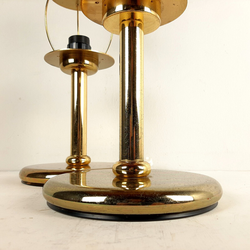 Pair of vintage gilt metal table lamps by Sijaj Hrastnik, Yugoslavia 1970