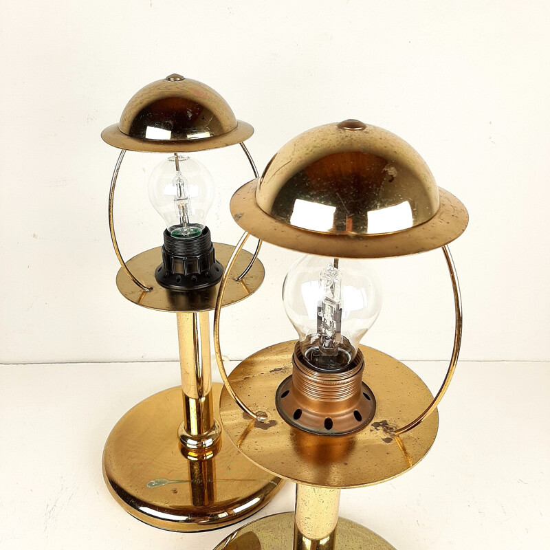 Pair of vintage gilt metal table lamps by Sijaj Hrastnik, Yugoslavia 1970