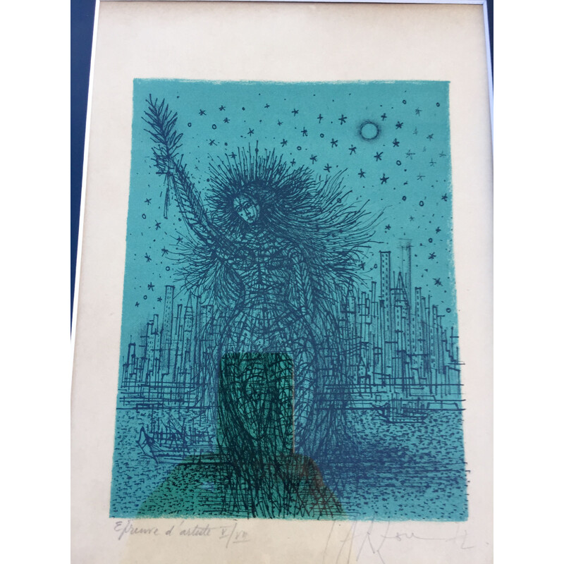 Vintage silkscreen on Marais paper by Jean Carzou
