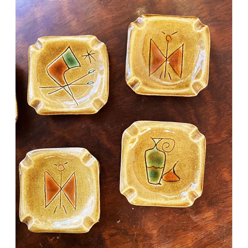 Set of 6 vintage ceramic ashtrays, 1960