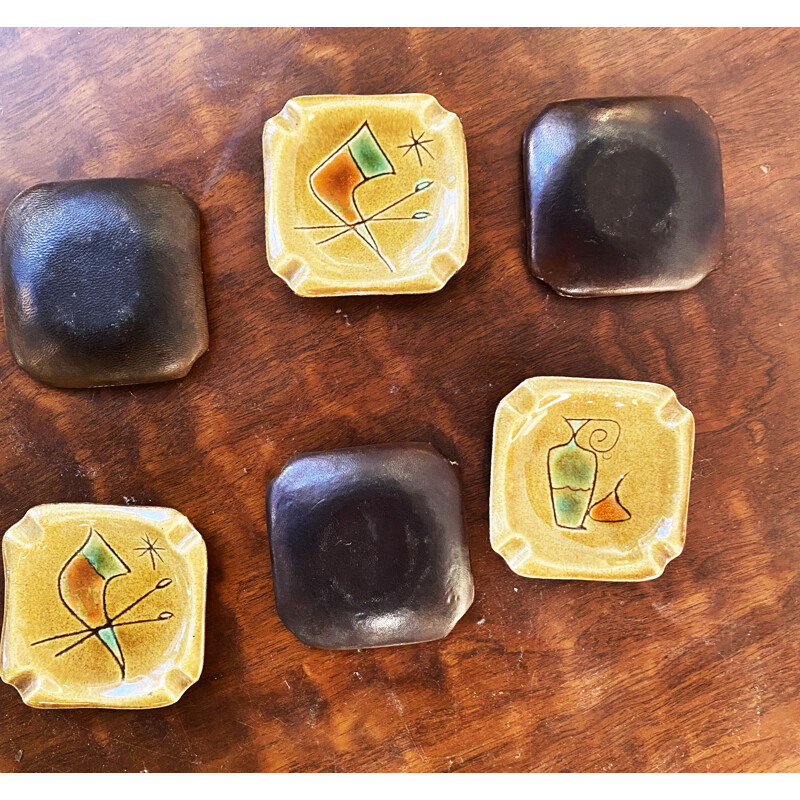 Set of 6 vintage ceramic ashtrays, 1960