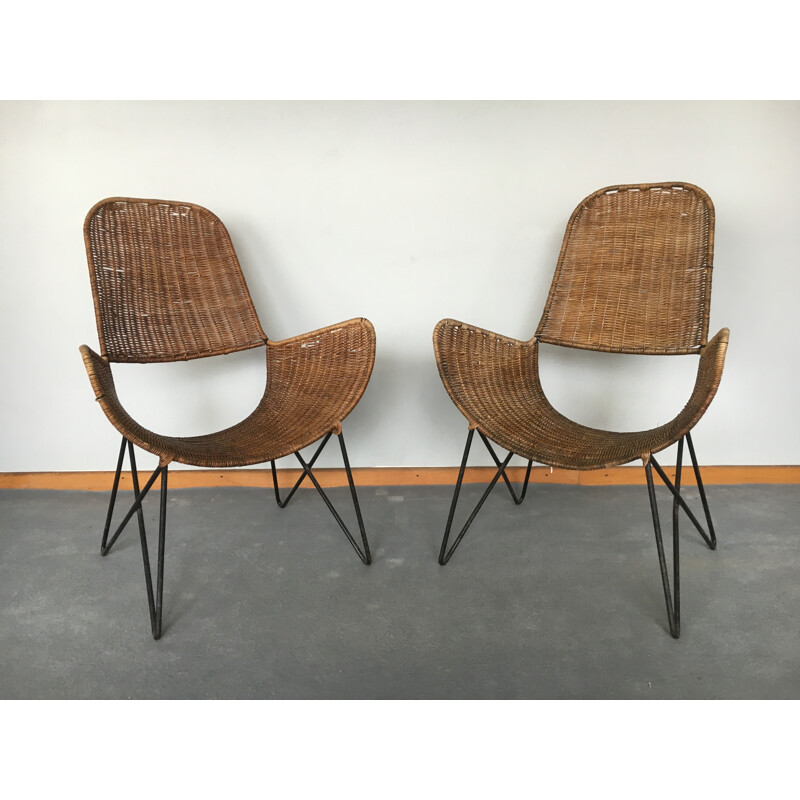 Pair of vintage armchairs by Raoul Guys, 1950