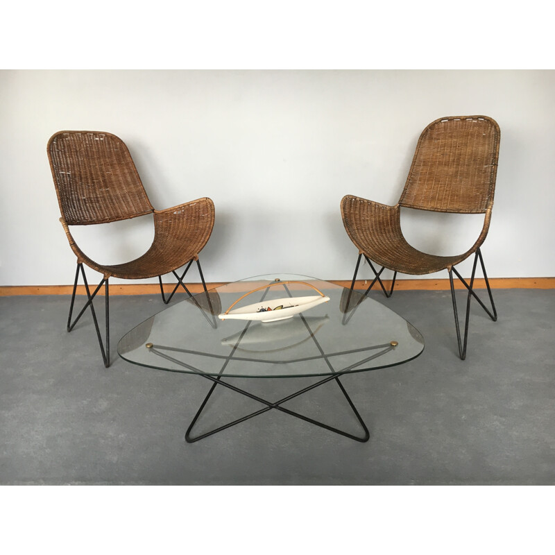 Pair of vintage armchairs by Raoul Guys, 1950