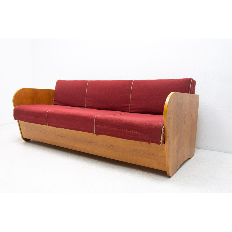 Mid century folding sofabed by Jindřich Halabala, 1950s