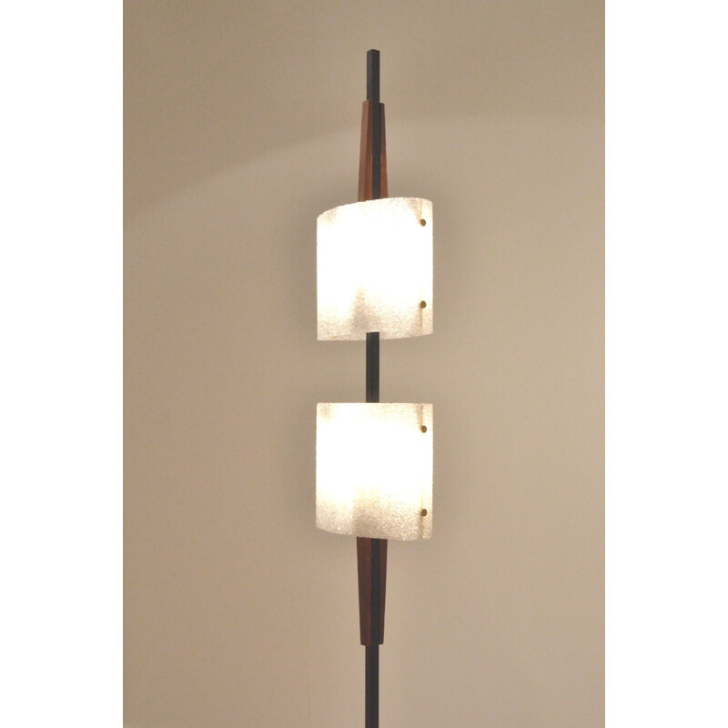 Maison Arlus floor lamp in teak and metal - 1950s