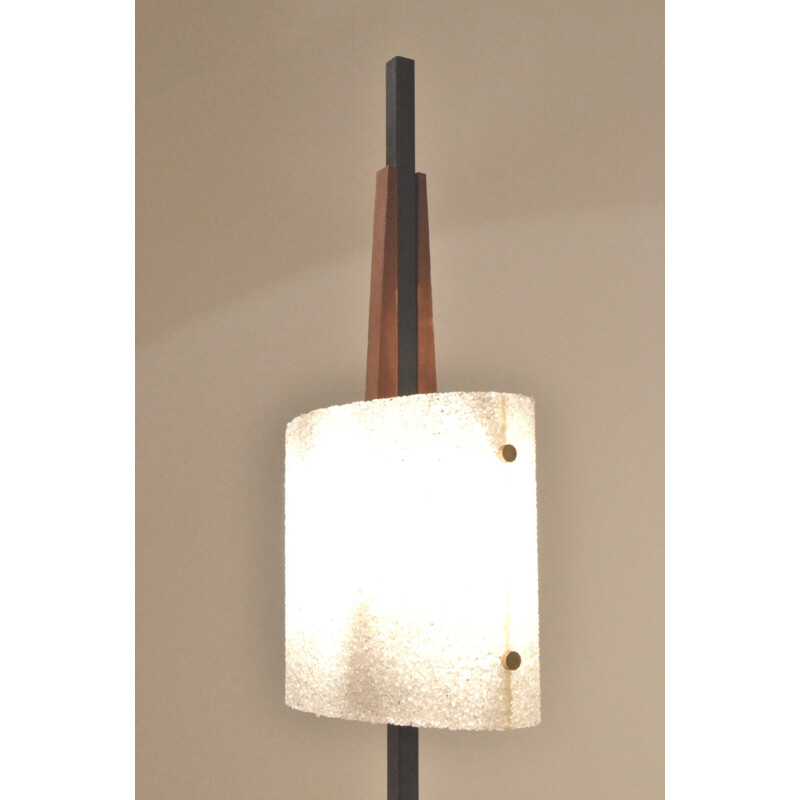 Maison Arlus floor lamp in teak and metal - 1950s