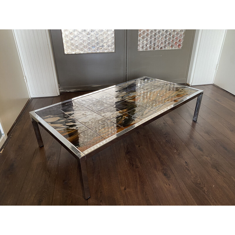 Vintage chrome and ceramic coffee table by Juliette Belarti for Belarti, 1960