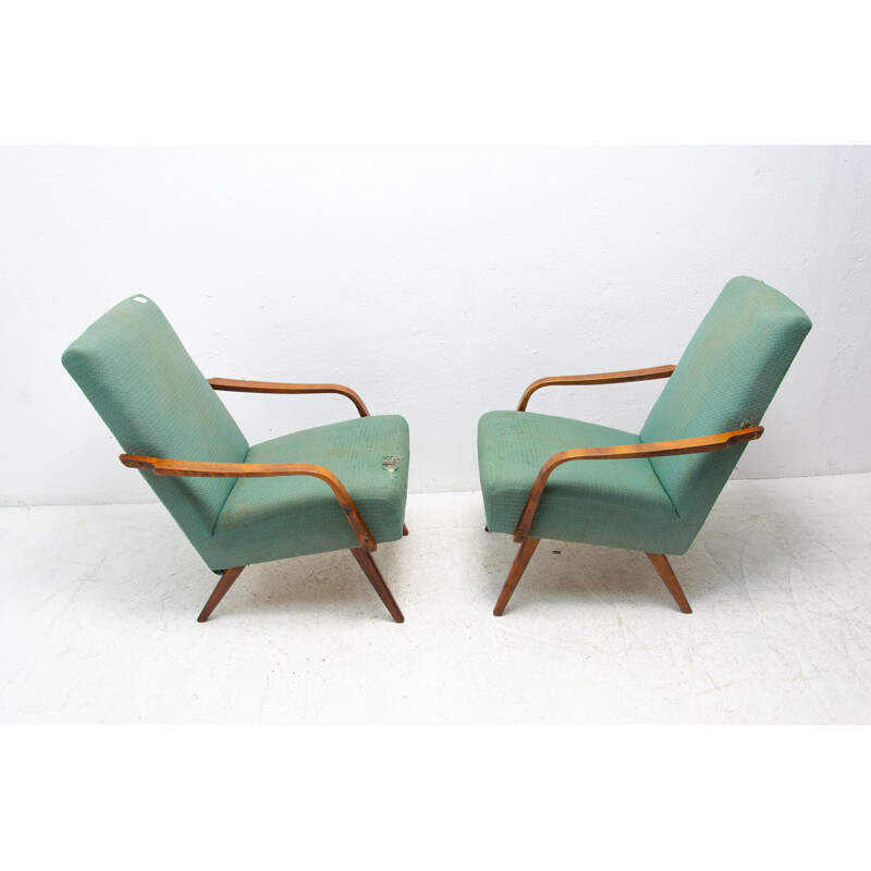 Paar vintage beukenhouten fauteuils van Jaroslav Šmídek, Tsjechoslowakije 1960