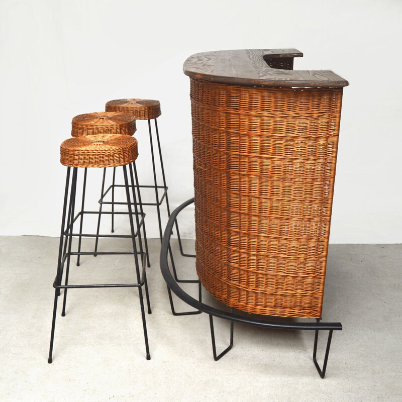 Vintage rotan barset, 1950