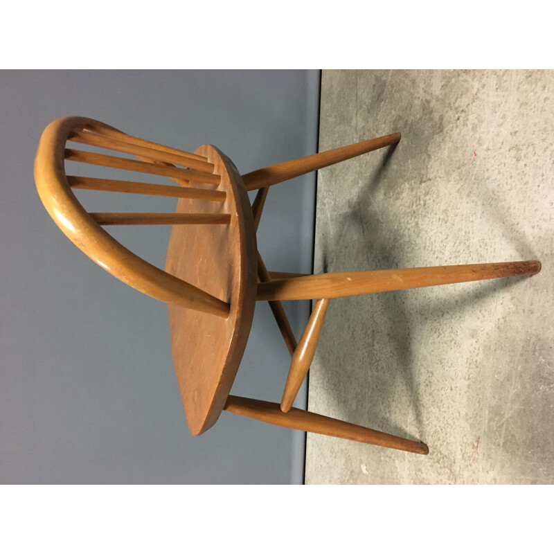 Vintage dressing table and chair with glass and wood drawers by Ercol, 1960