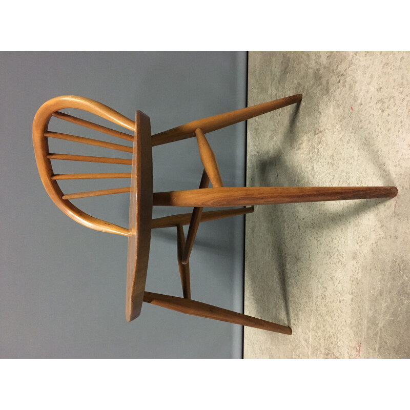 Vintage dressing table and chair with glass and wood drawers by Ercol, 1960