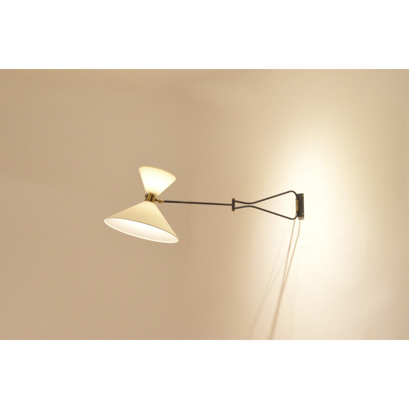 Lunel wall lamp in brass and metal, René MATHIEU - 1950s