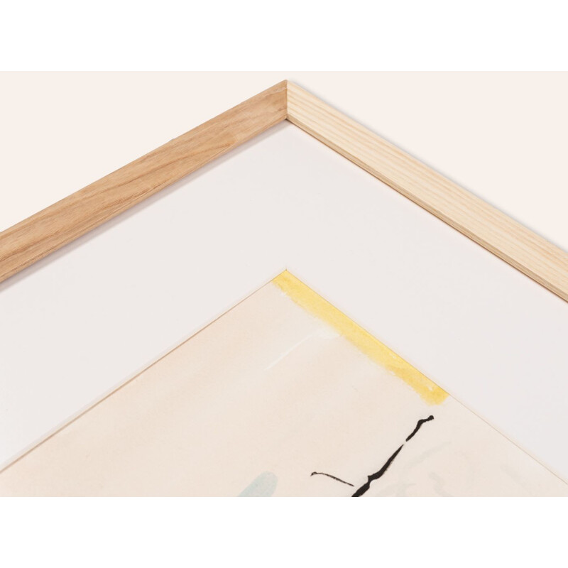 Acuarela sobre papel vintage "El abedul" en un marco de madera de fresno