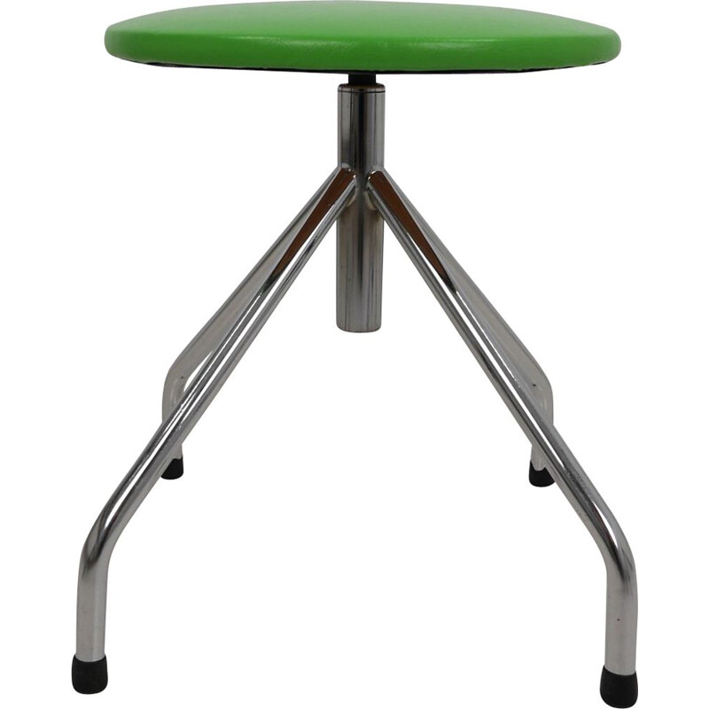 Tabouret vintage en métal vert réglable, Allemagne 1970