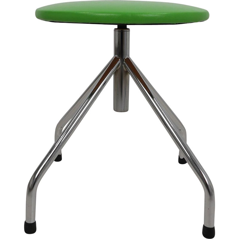Vintage adjustable green metal stool, Germany 1970s