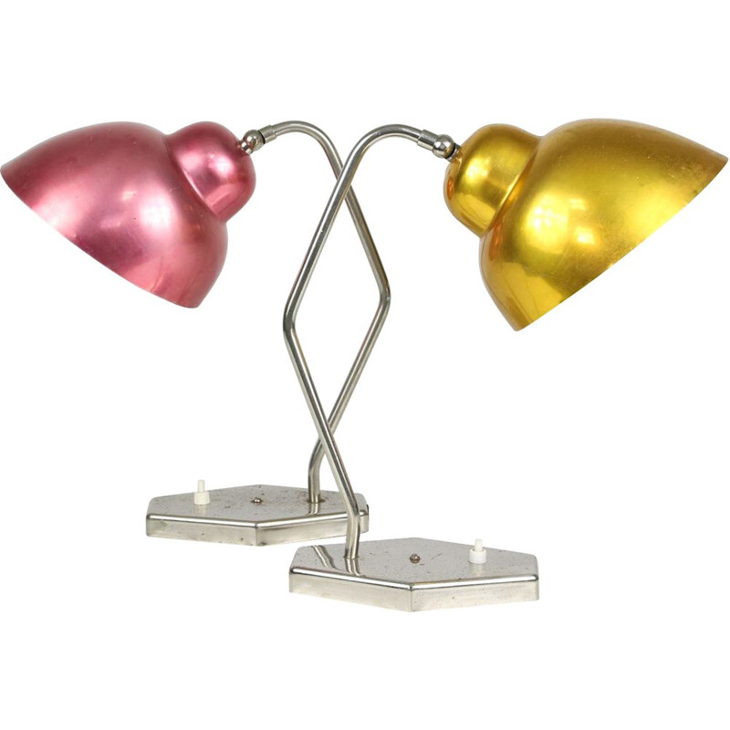 Pair of vintage aluminum and chrome table lamps