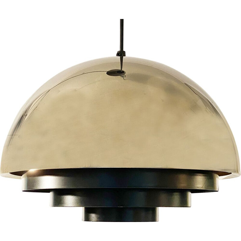 Vintage pendant lamp "Milieu" in golden line by Jo Hammerborg for Fog & Mørup, Denmark 1970s