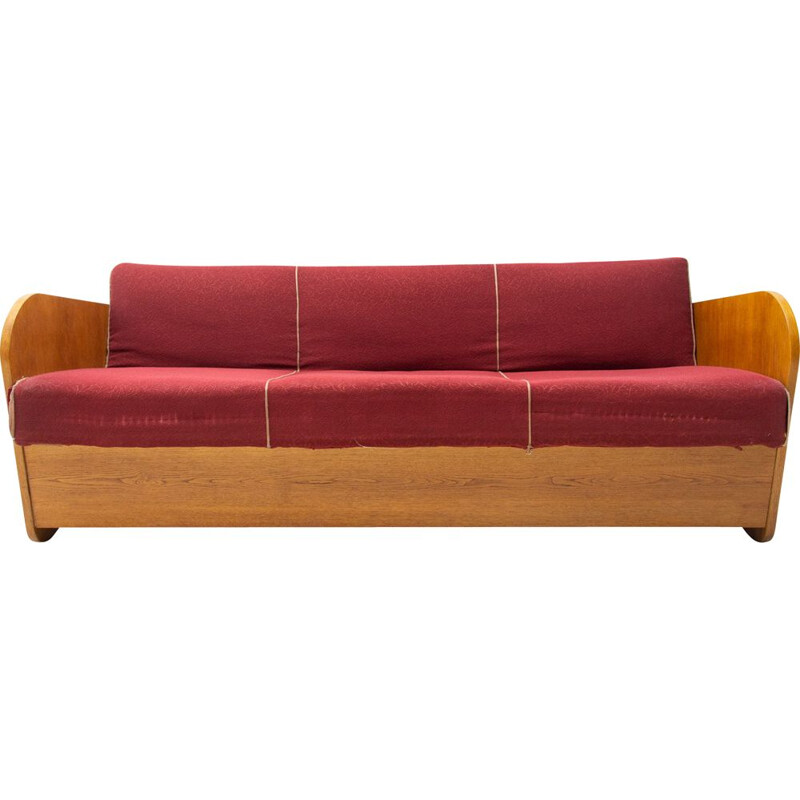 Mid century folding sofabed by Jindřich Halabala, 1950s