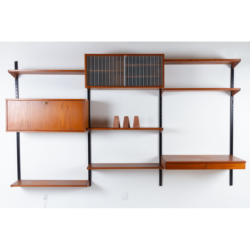 Vintage Danish teak wall unit by Kai Kristiansen for Feldballes Møbelfabrik, 1960s