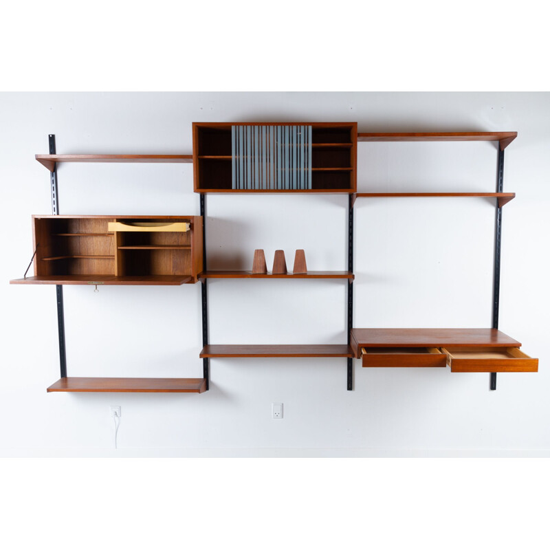 Vintage Danish teak wall unit by Kai Kristiansen for Feldballes Møbelfabrik, 1960s